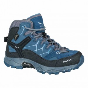 Kids' Salewa Alp Trainer Mid Gtx Sneakers Dark Blue / Grey | S-3705941