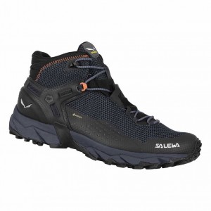 Men Salewa Ultra Flex 2 Mid Gtx Hiking Shoes Black | S-7398264