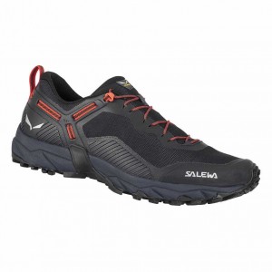 Men Salewa Ultra Train 3 Hiking Shoes Black | S-3980247