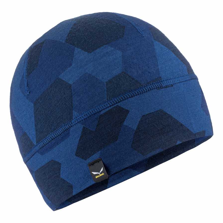 Men Salewa Cristallo Beanie Blue | S-4352078