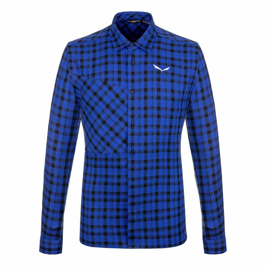 Men Salewa Fanes Flannel 5 Shirts Blue / Black | S-8732196