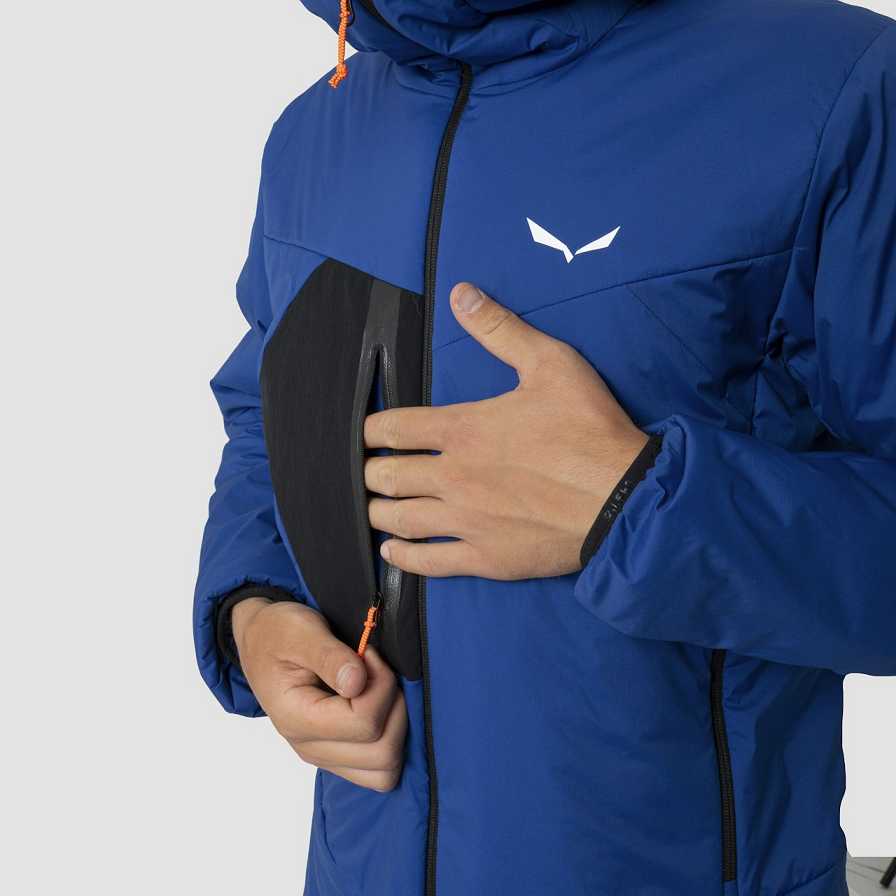 Men Salewa Ortles Twr Stretch Hooded Jackets Blue | S-0123759