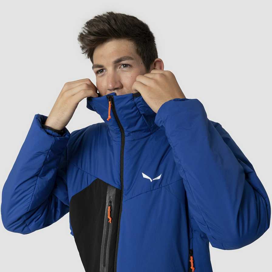 Men Salewa Ortles Twr Stretch Hooded Jackets Blue | S-0123759