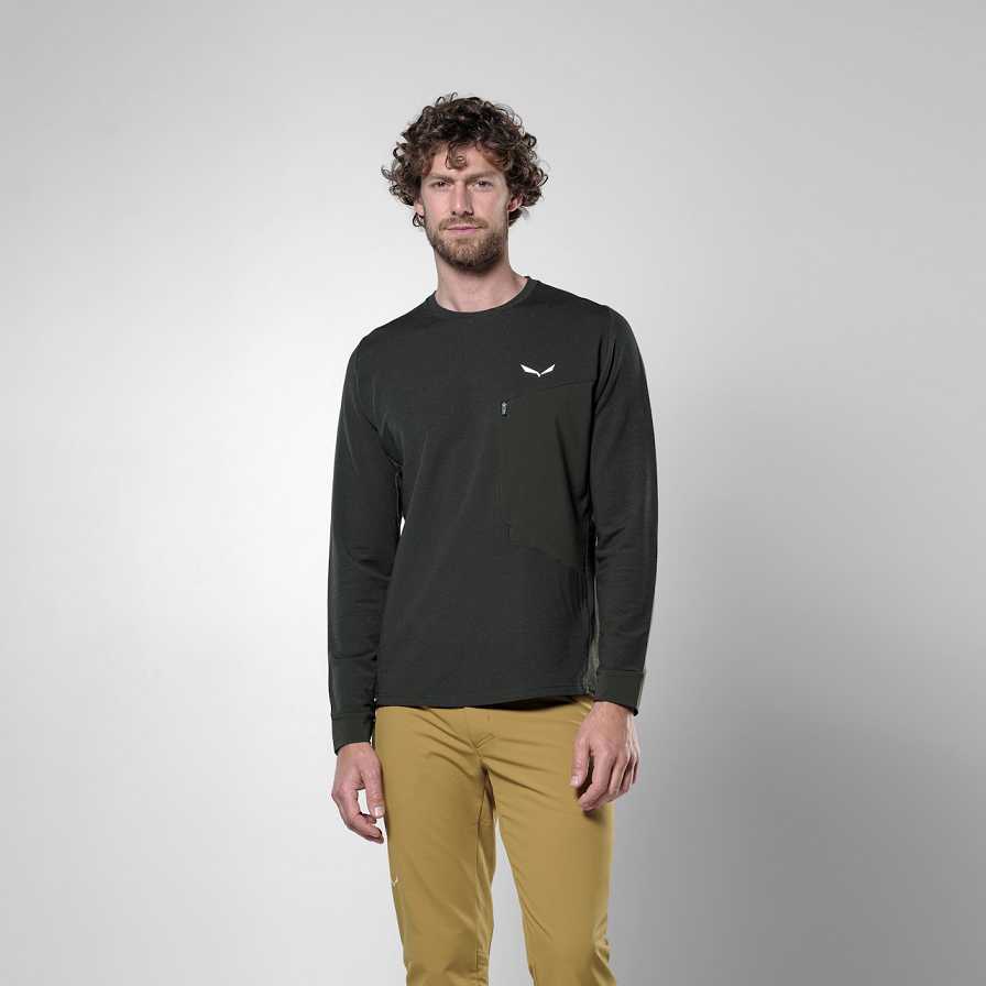 Men Salewa Puez Am/Dst Pullover Green Dark Olive | S-0384279