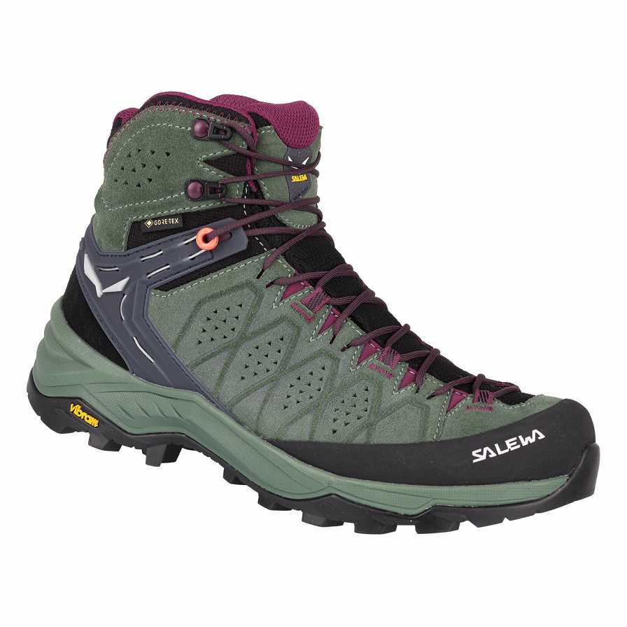 Women Salewa Alp Trainer 2 Mid GORE-TEX® Hiking Boots Green | S-1876924