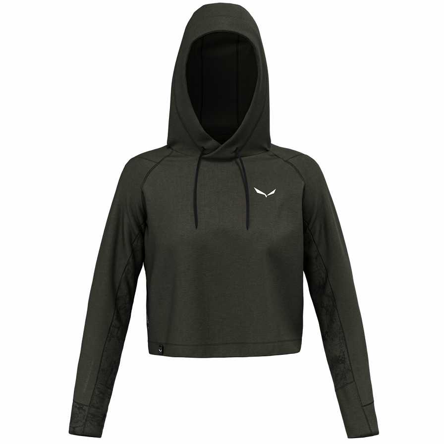 Women Salewa Lavaredo Hemp Crop Hoodie Green Dark Olive | S-5082619