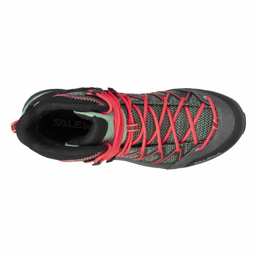 Women Salewa Mountain Trainer Lite Mid GORE-TEX® Hiking Boots Green / Coral | S-8962075