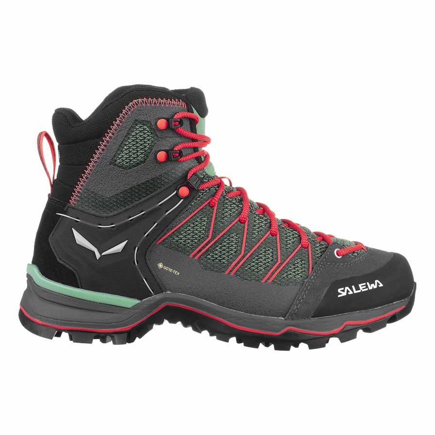 Women Salewa Mountain Trainer Lite Mid GORE-TEX® Hiking Boots Green / Coral | S-8962075