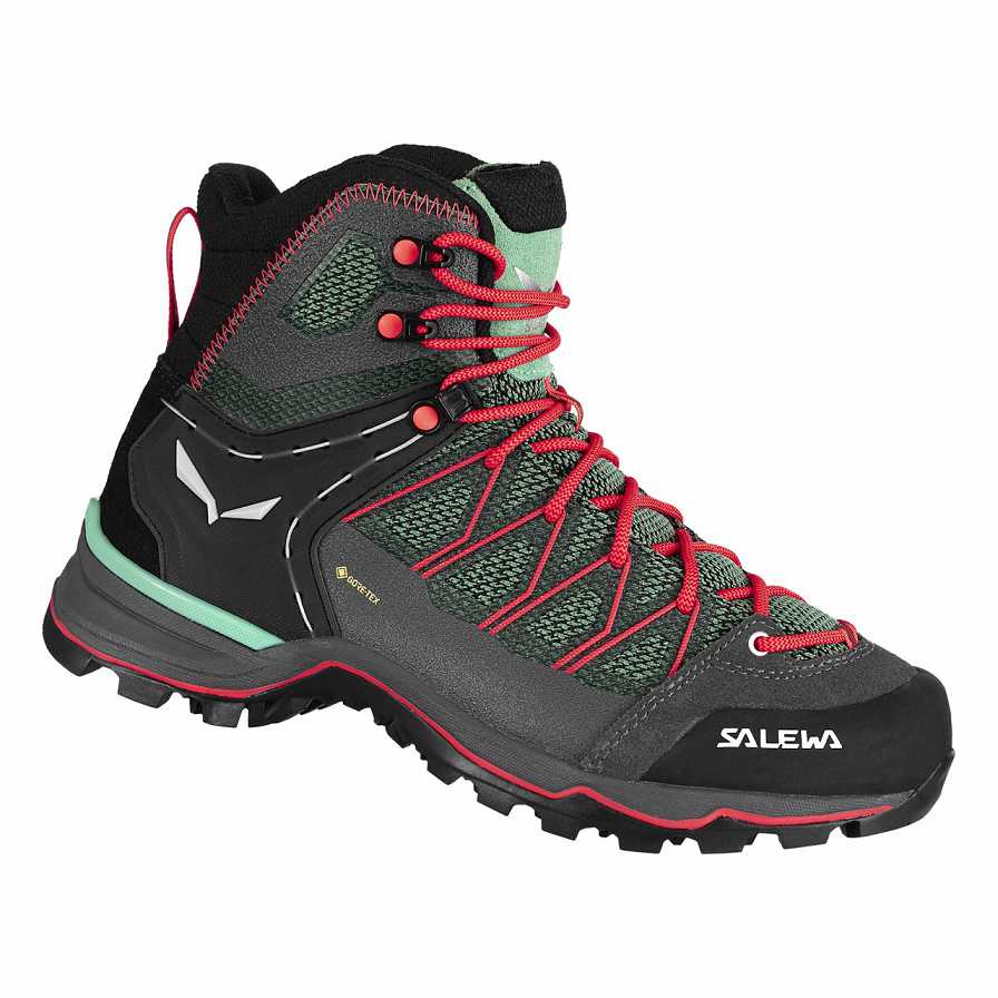 Women Salewa Mountain Trainer Lite Mid GORE-TEX® Hiking Boots Green / Coral | S-8962075