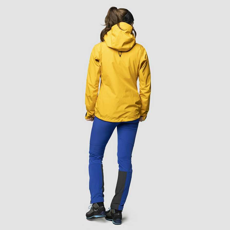 Women Salewa Ortles 3l Gtx Shell Jackets Yellow Gold | S-6078543