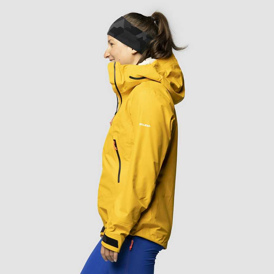 Women Salewa Ortles 3l Gtx Shell Jackets Yellow Gold | S-6078543