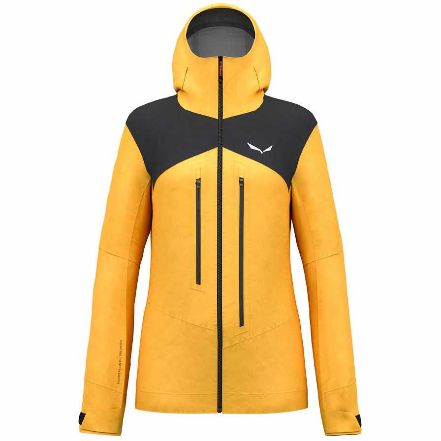 Women Salewa Ortles 3l Ptx Shell Jackets Yellow | S-8671952