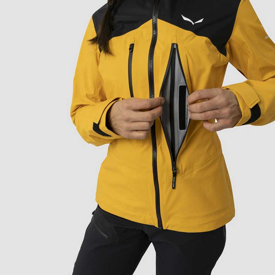 Women Salewa Ortles 3l Ptx Shell Jackets Yellow | S-8671952