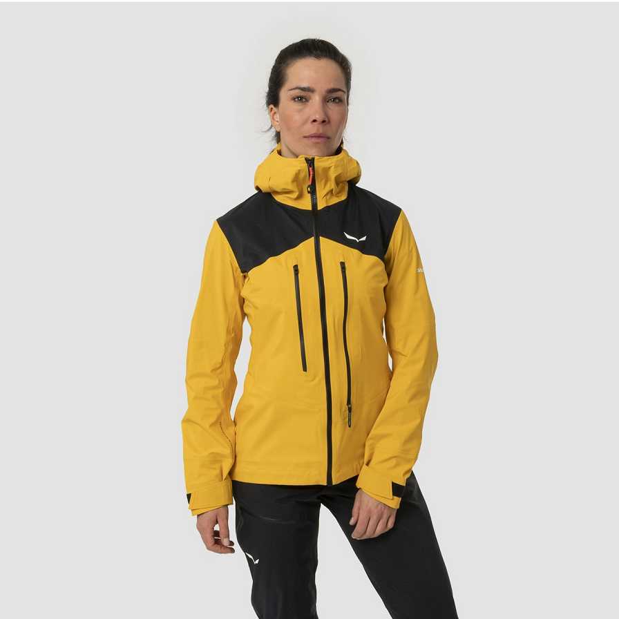 Women Salewa Ortles 3l Ptx Shell Jackets Yellow | S-8671952