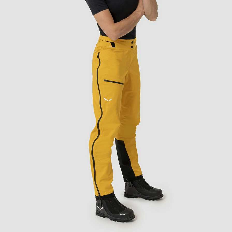 Women Salewa Ortles 3l Ptx Shell Pants Yellow | S-6358491