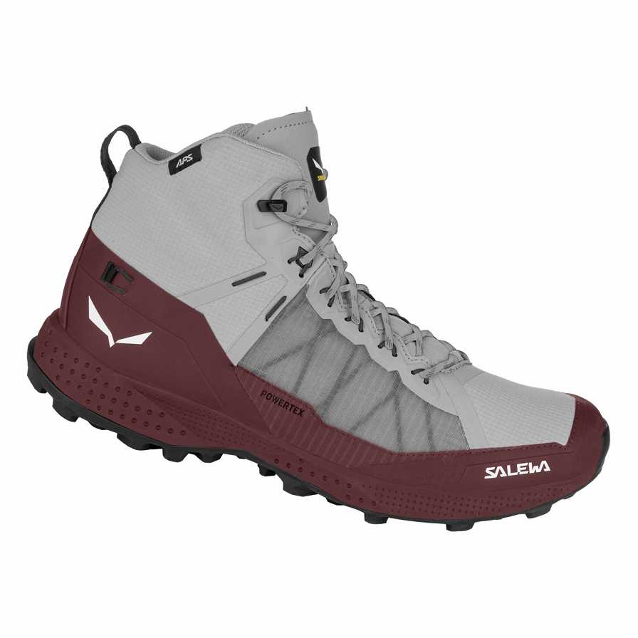 Women Salewa Pedroc Pro Powertex Mid Hiking Shoes Grey / Burgundy | S-3160954