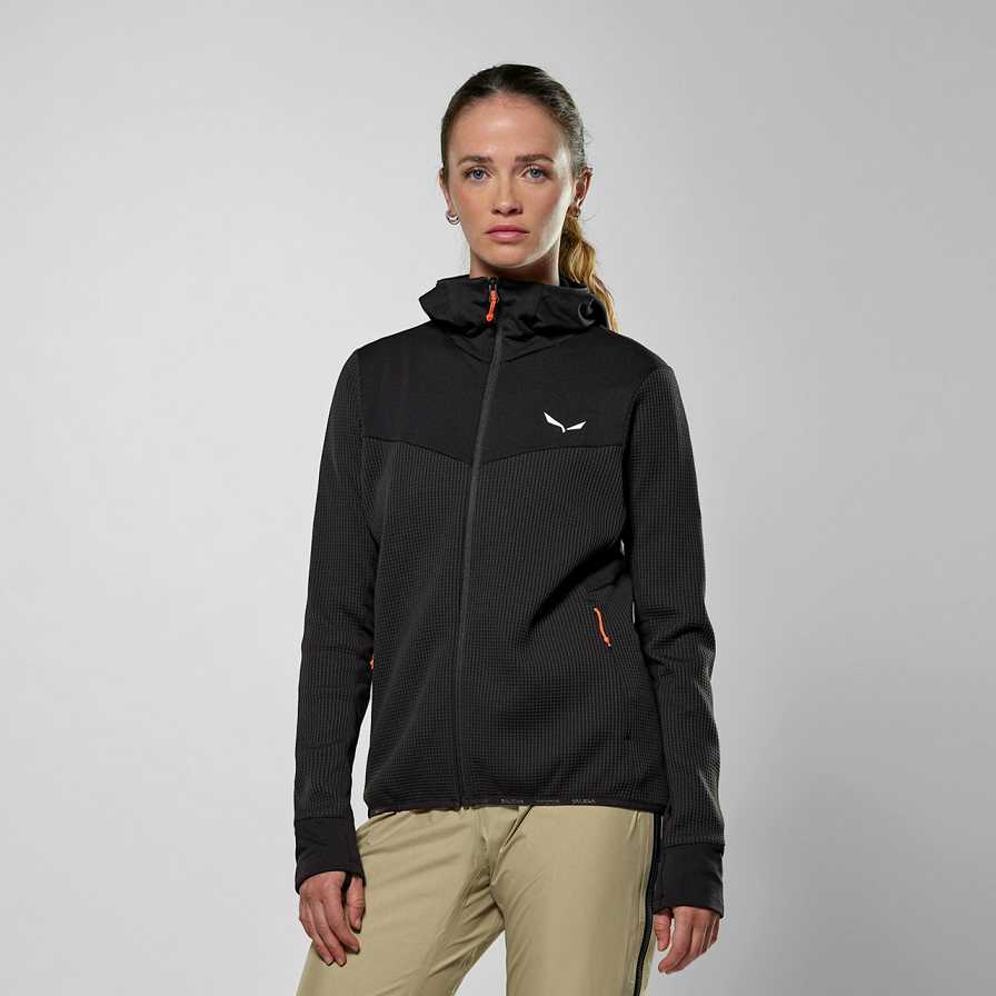 Women Salewa Puez Waffle Hybrid Polarlite Softshell Jackets Black | S-5034782