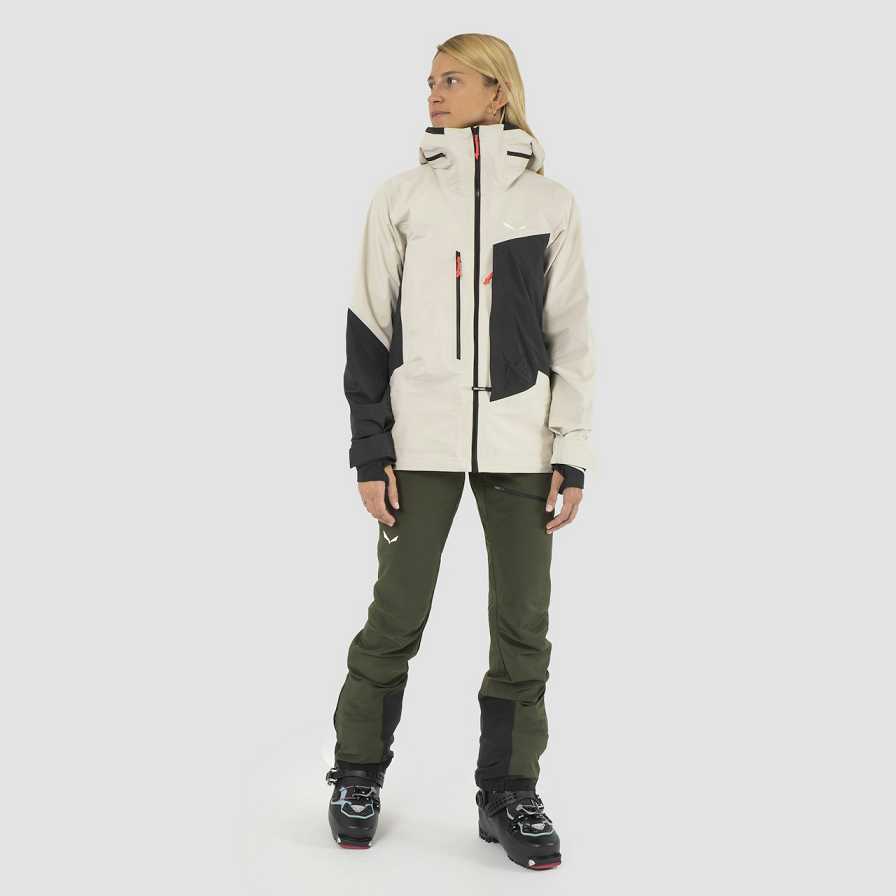 Women Salewa Sella 3l Ptx Shell Jackets Beige | S-8034169