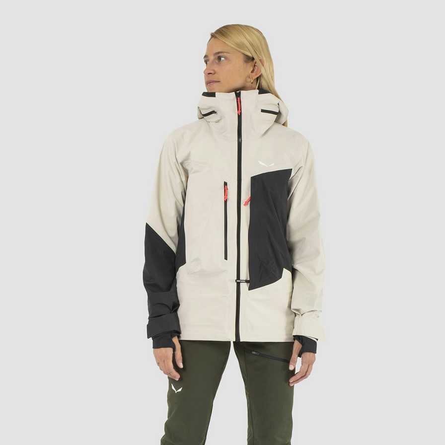 Women Salewa Sella 3l Ptx Shell Jackets Beige | S-8034169